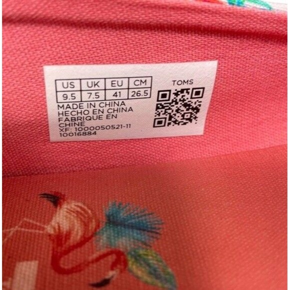 Toms Alpargata Shoes 9.5 Pink Pearl Paper Source Flamingos Slip On Athleisure - Picture 8 of 8